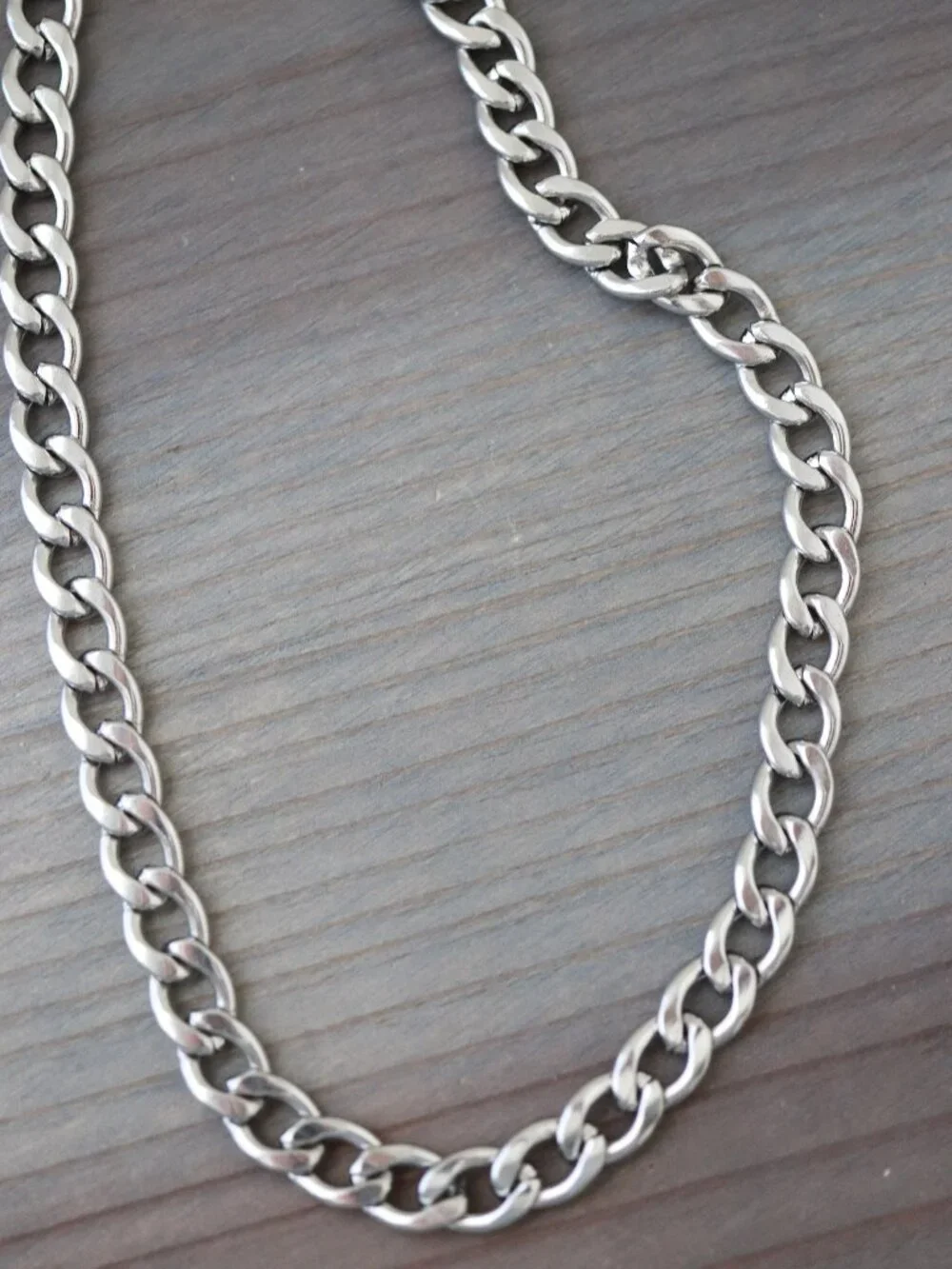 7mm Curb Cuban Chain Necklace Silver Stainless Steel
